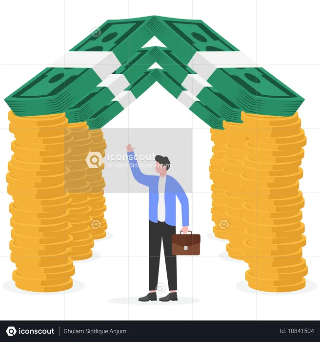 Geschäftsmann verdient Immobilienmakler  Illustration