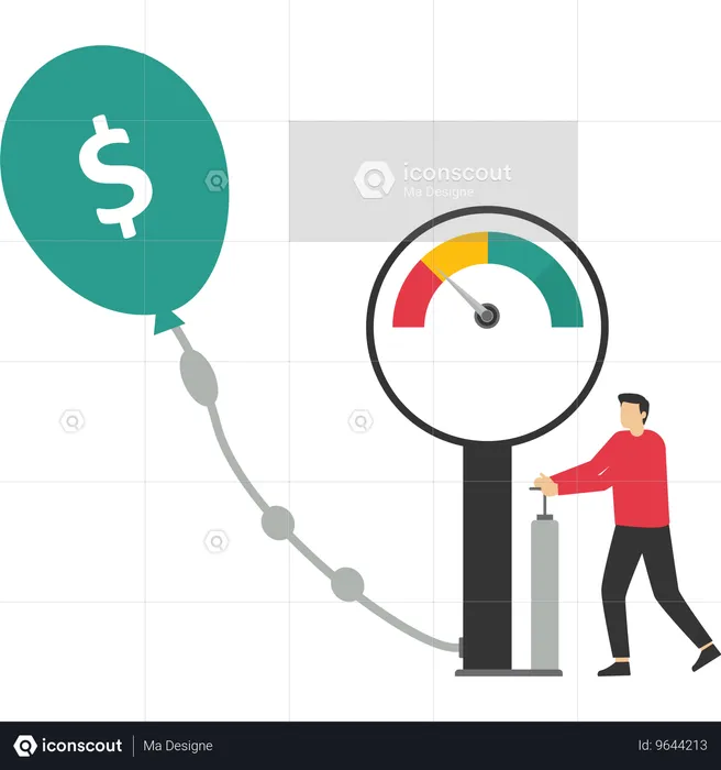 Geschäftsmann verdient Einkommen vom Markt  Illustration