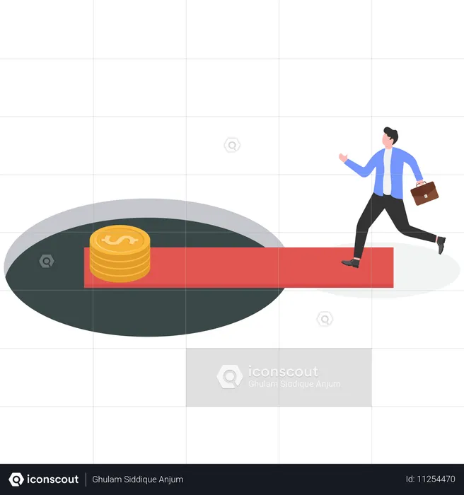 Geschäftsmann, der Geld am Loch verdient  Illustration