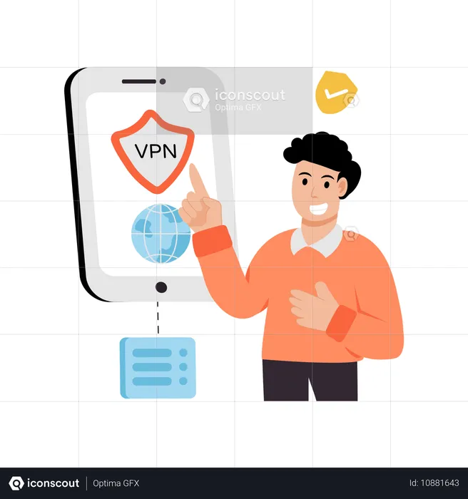 Geschäftsmann nutzt VPN  Illustration