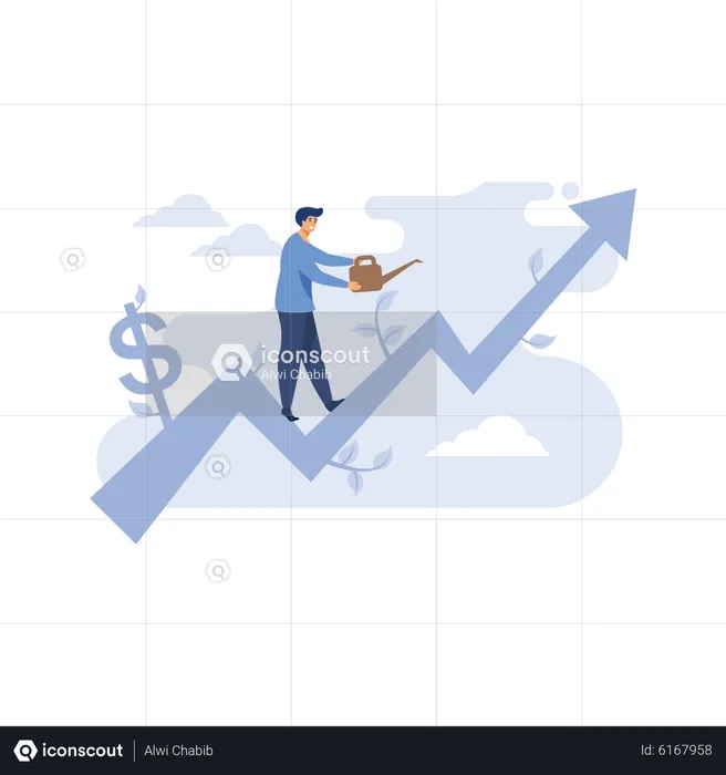 Geschäftsmann, der Investitionen steigert  Illustration