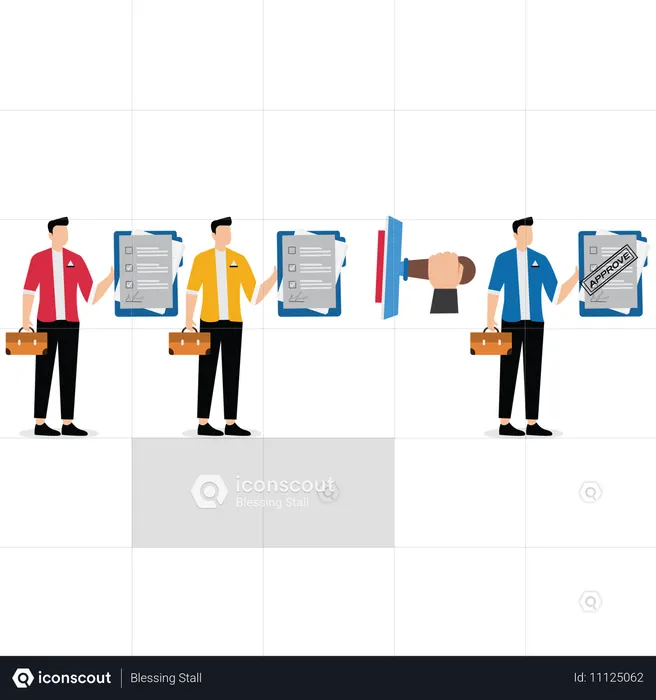 Geschäftsmann wartet auf Dokumentgenehmigung  Illustration