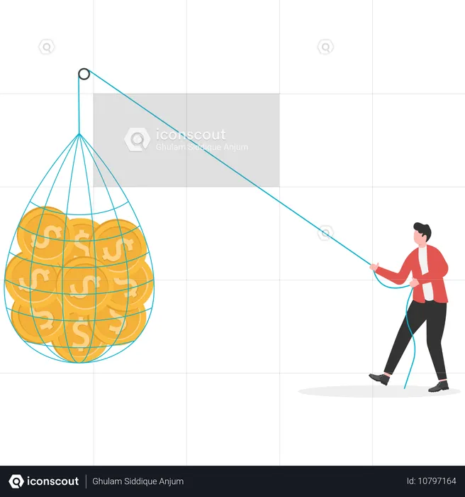 Geschäftsmann zieht Dollar-Tasche  Illustration