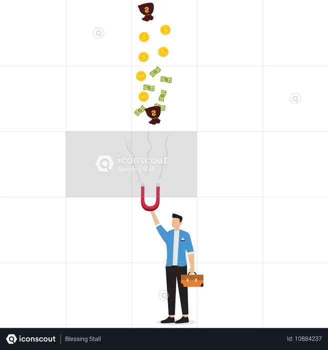 Geschäftsmann zieht Geschäftsgelder an  Illustration