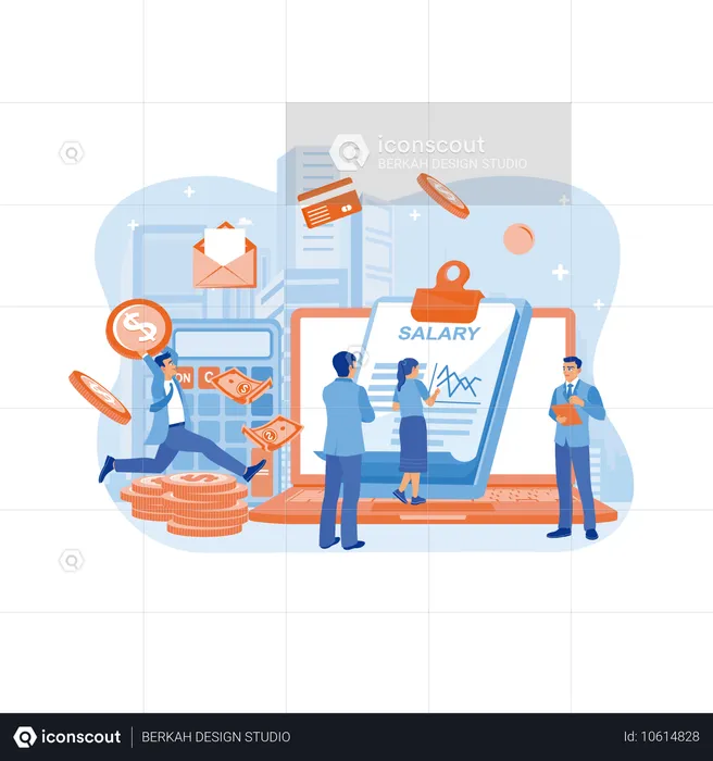 Geschäftspartner analysieren Umsatzbericht  Illustration