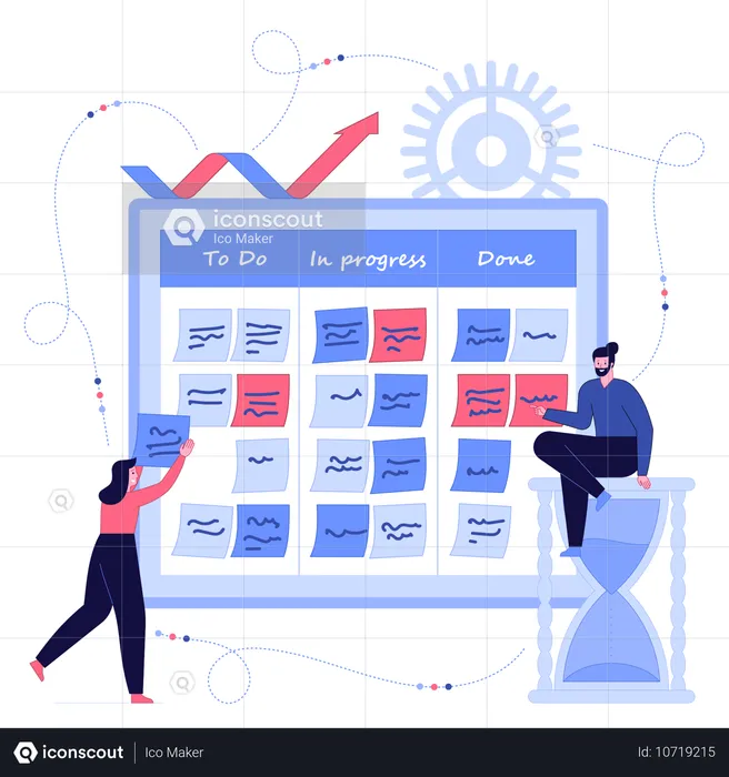 Geschäftsteam arbeitet an Aufgabenplanung  Illustration