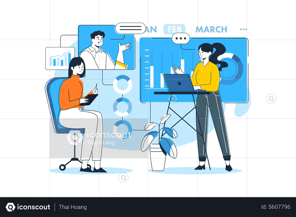 Geschäftsteam bei der Geschäftsanalyse  Illustration