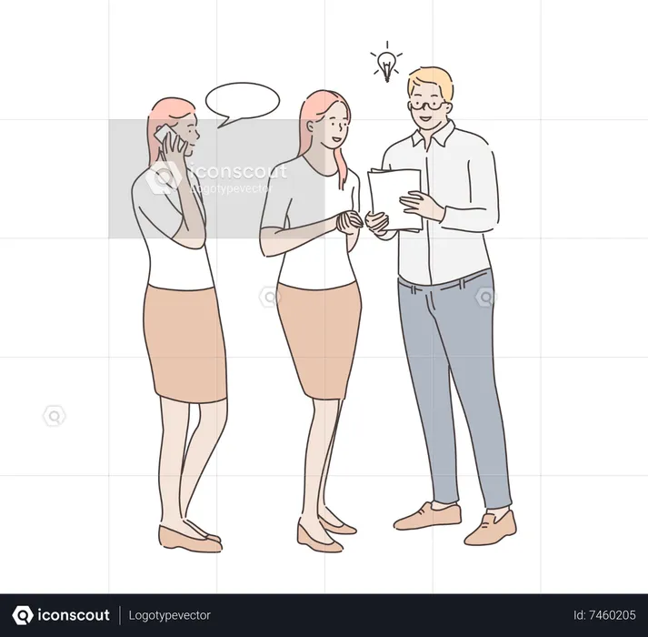 Business-Team diskutiert über Idee  Illustration