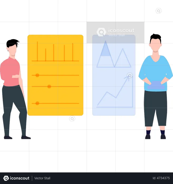 Geschäftsteam führt Diagrammanalyse durch  Illustration