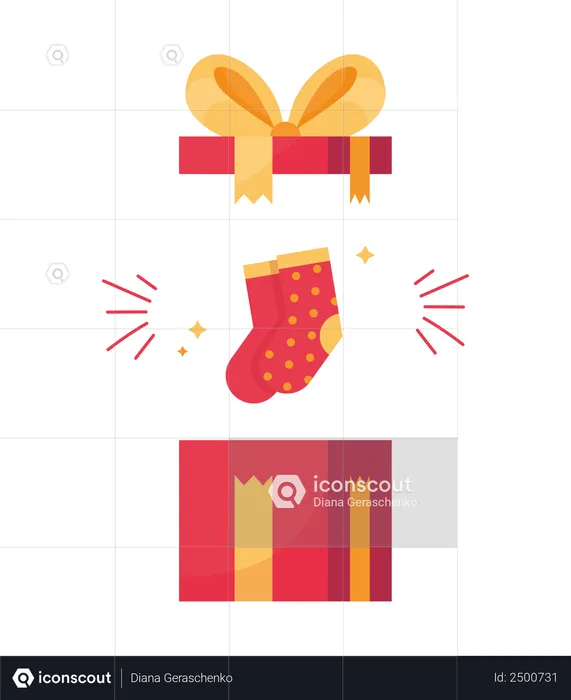 Geschenkbox und Socken  Illustration