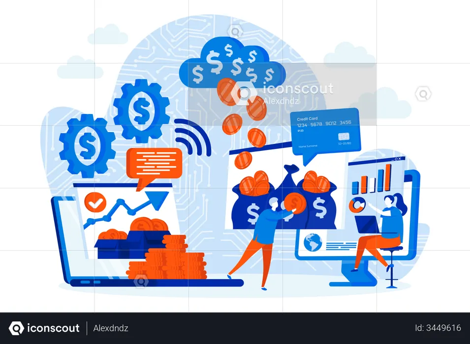 Gestão financeira on-line  Ilustração