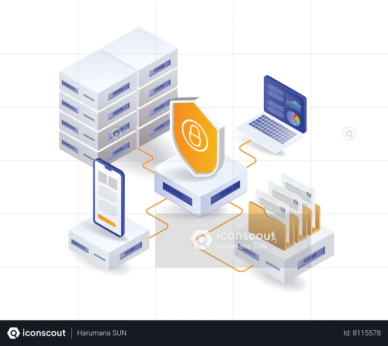 Gestión del análisis de seguridad de datos de terminales de servidores en la nube.  Ilustración