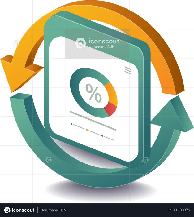 Gestión de analistas de datos y gráficos circulares  Ilustración