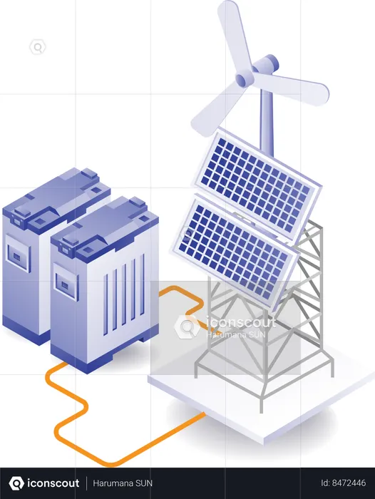 Gestion des batteries de stockage d'énergie des panneaux solaires  Illustration