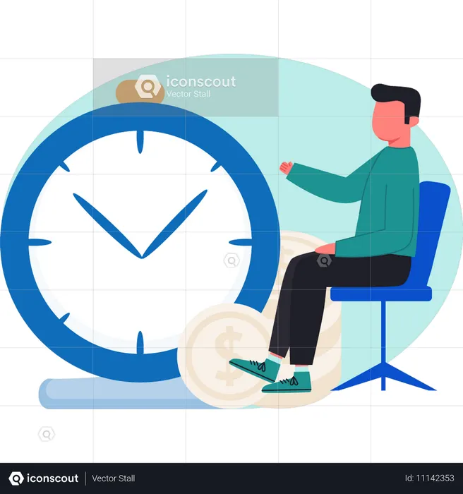El hombre hace la gestión del tiempo  Ilustración