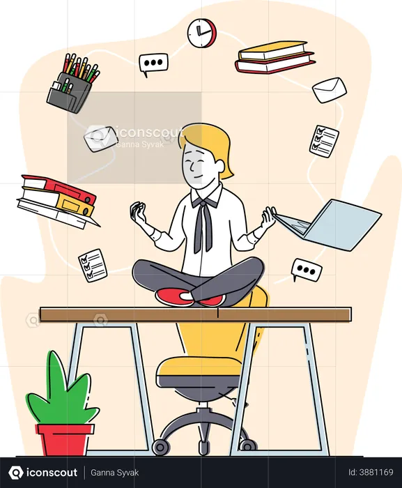 Gestion du stress par l'employé au bureau  Illustration