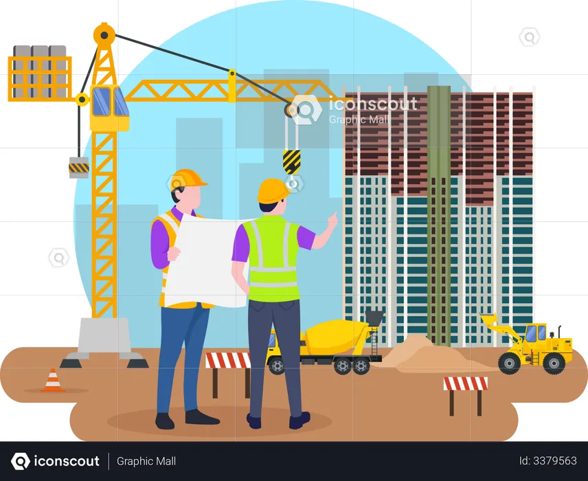 Gestionnaire d'immeuble vérifiant les travaux  Illustration