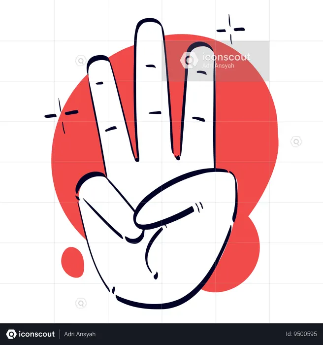 Gesto de la mano con tres dedos  Ilustración