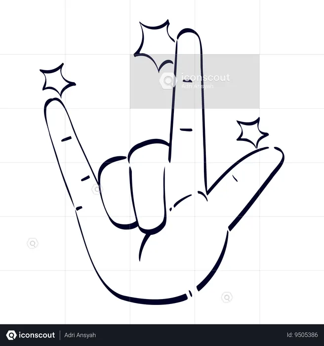 Rock no gesto com a mão  Ilustração
