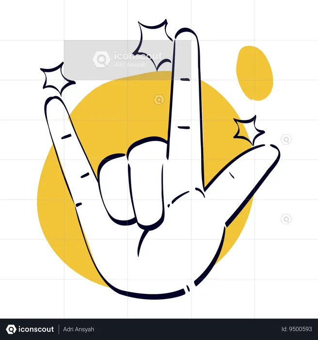 Gesto de roca en la mano  Ilustración