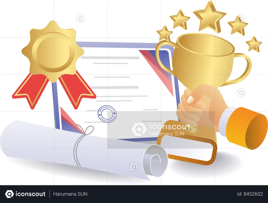 Get the student trophy for winning the contest  Illustration