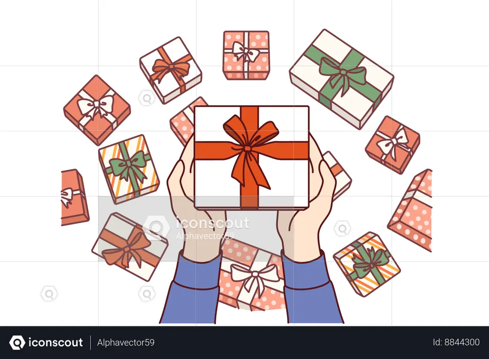 Gift box in hands  Illustration