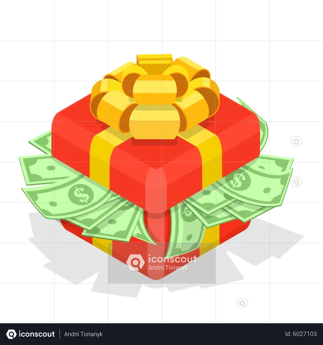 Gift box with money  Illustration