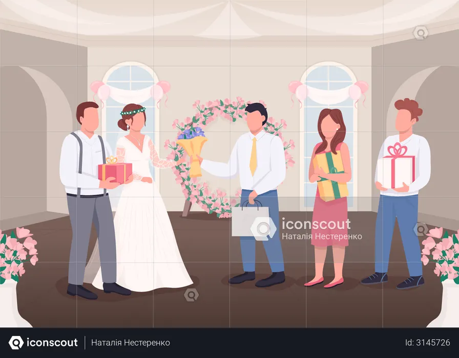 Gifts for bride and groom  Illustration