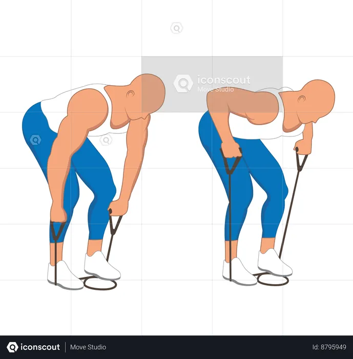 Hombre de gimnasio haciendo ejercicios de estiramiento  Ilustración