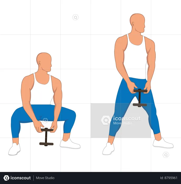 Hombre de gimnasio haciendo ejercicios con barra  Ilustración