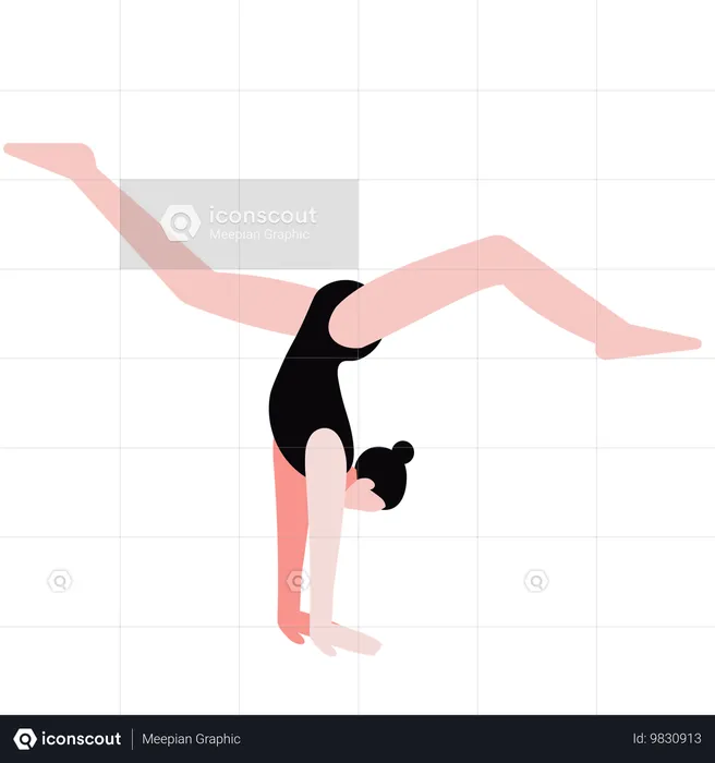 Gimnasta realizando parada de manos  Ilustración