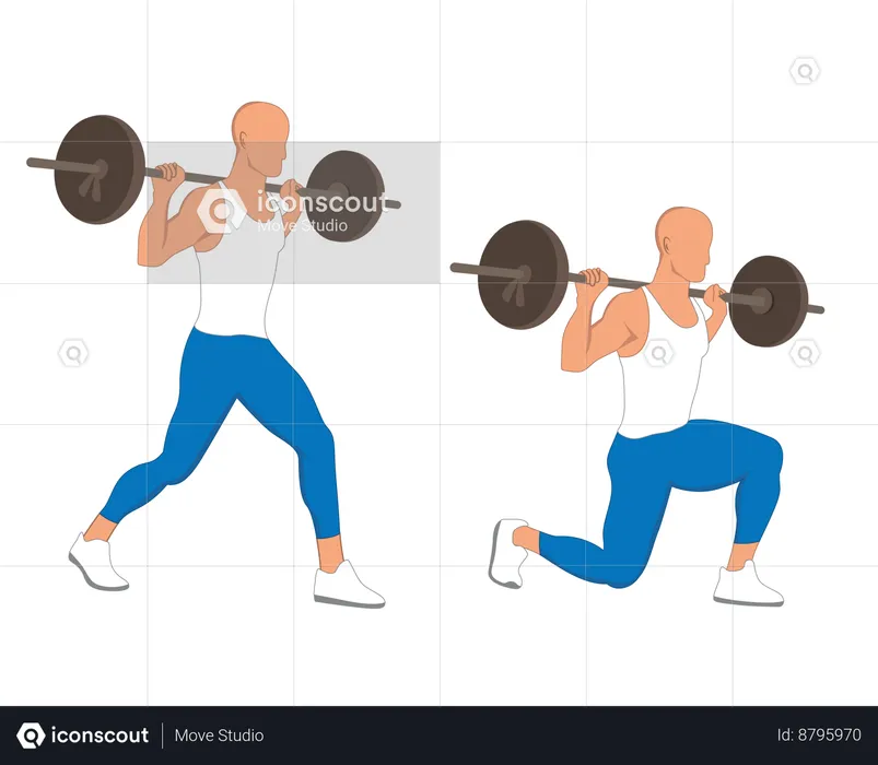 Homem de academia fazendo exercícios de levantamento de peso  Ilustração