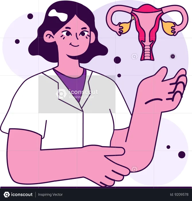 El ginecólogo estudia el útero.  Ilustración