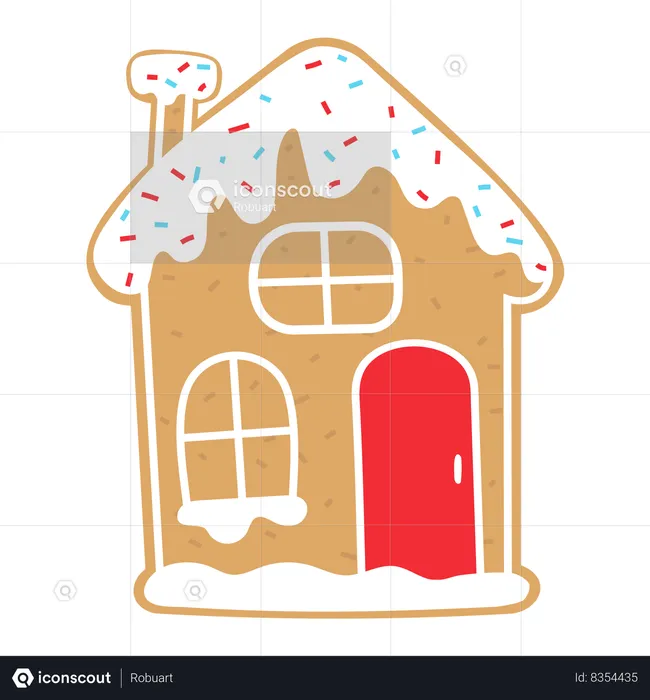 Gingerbread House, Christmas Traditional Dessert  Illustration