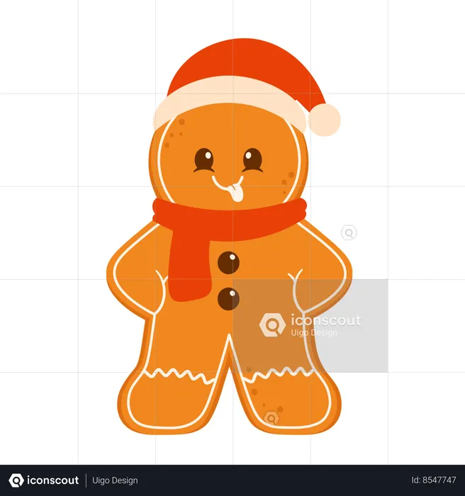Gingerbread Man With Red Scarf  Illustration