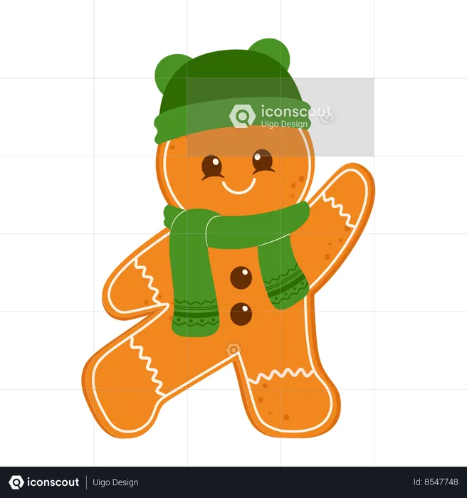 Gingerbread Man With Scarf  Illustration