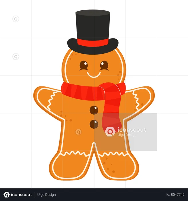 Gingerbread Man With Top Hat  Illustration