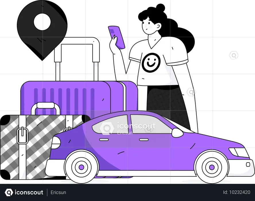 Gir booking taxi cab  Illustration