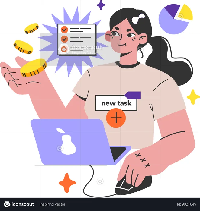 Girl added new task  Illustration