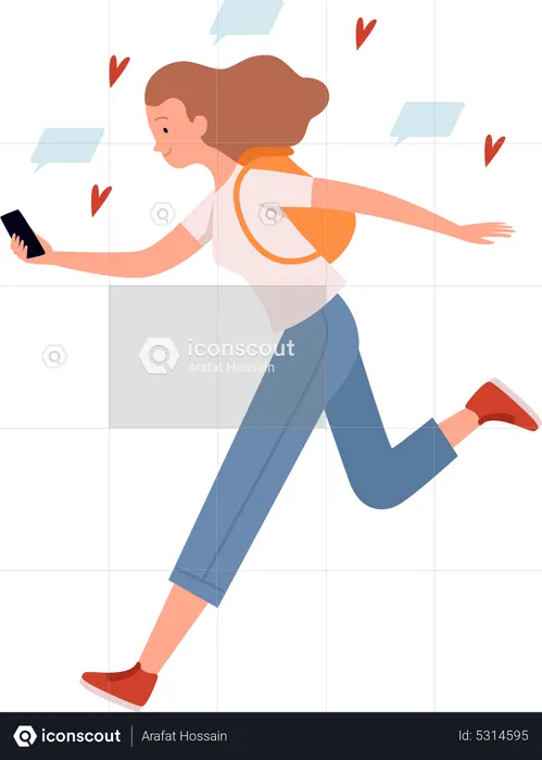 Girl addicted to smartphone  Illustration