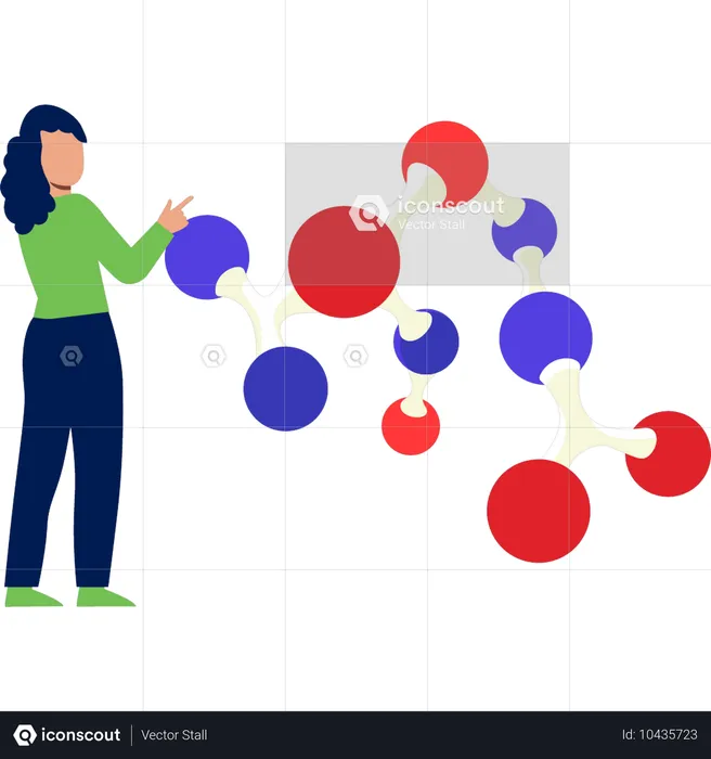 Girl analysis molecules  Illustration