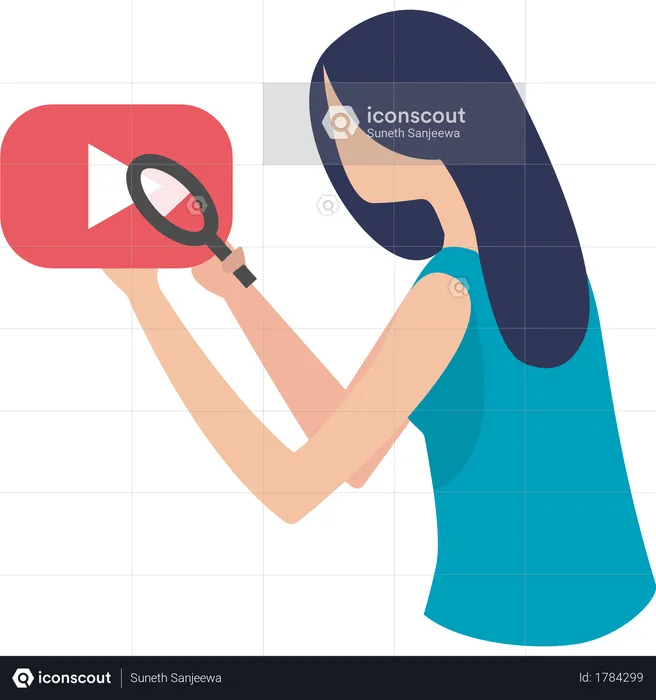 Girl analysis video on internet  Illustration