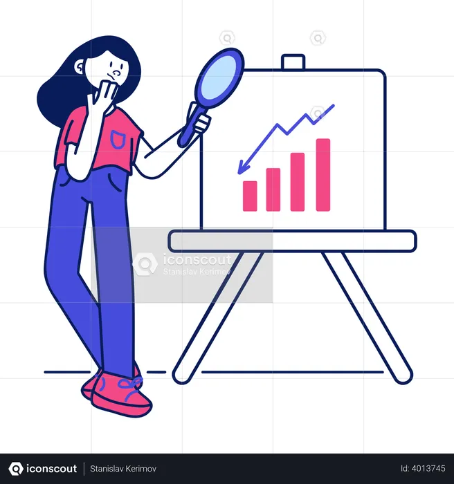 Girl Analyzing business data  Illustration