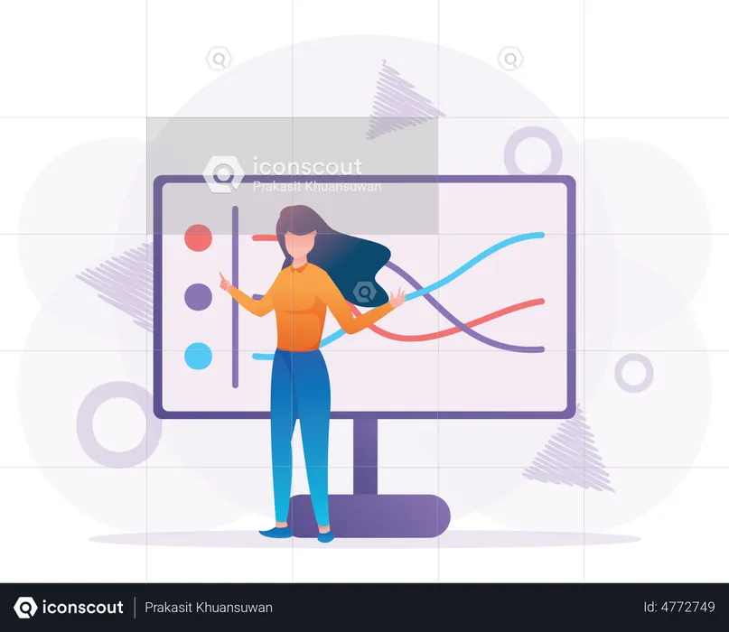 Girl analyzing business data  Illustration