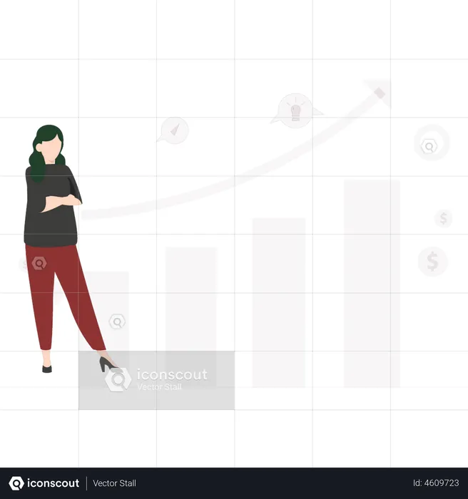 Girl analyzing stocks  Illustration