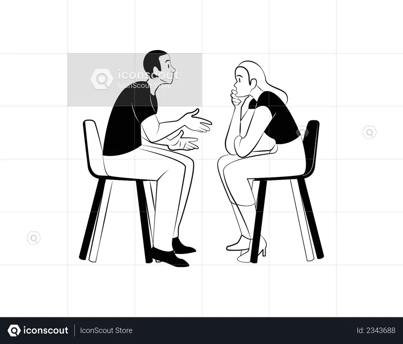 Girl and boy doing discussion  Illustration