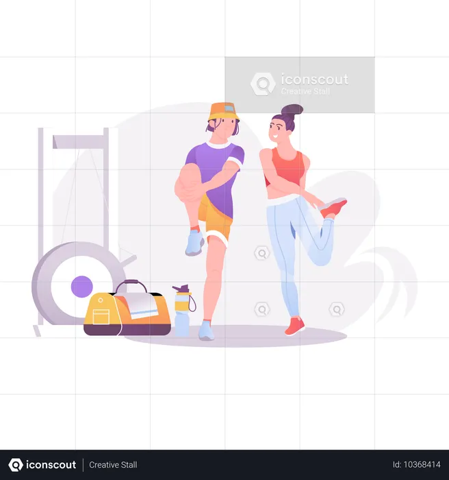 Girl and boy doing exercise  Illustration