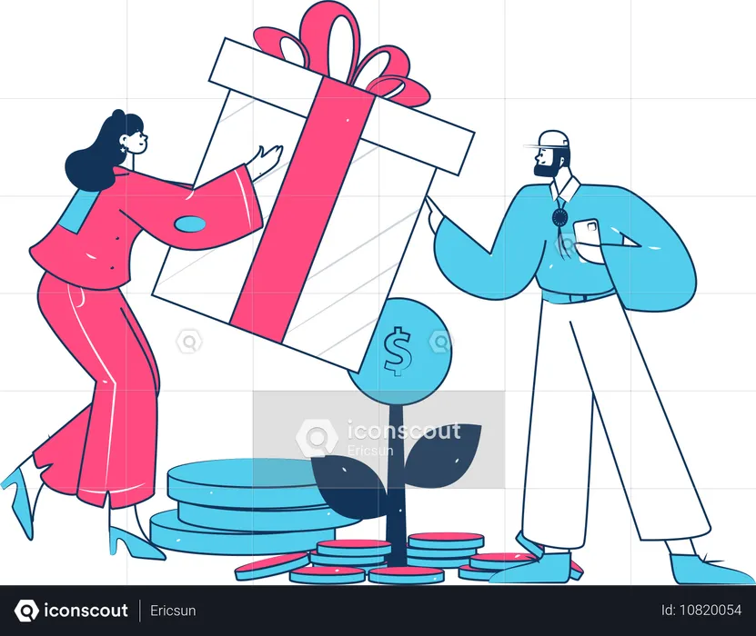 Girl and boy doing online shopping  Illustration