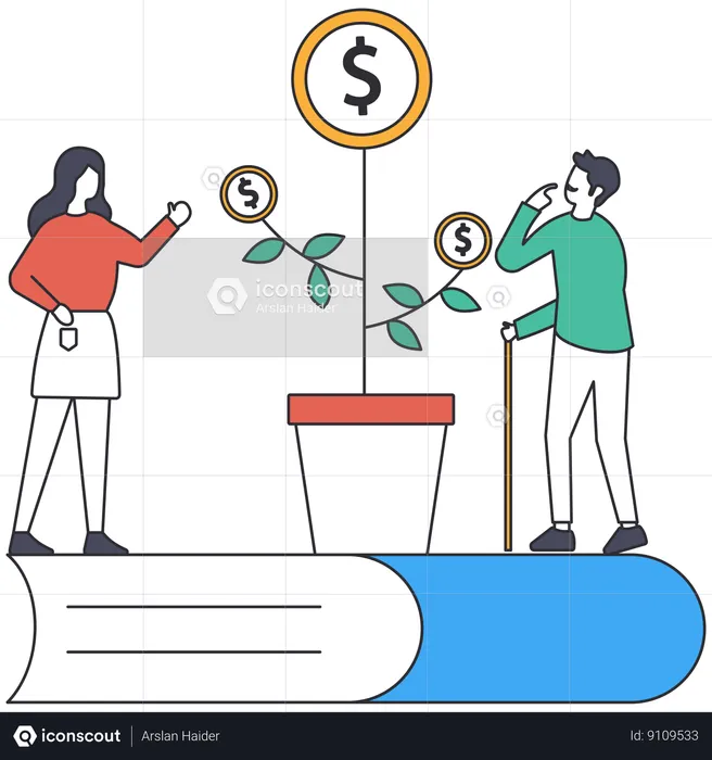 Girl and boy getting Finance eduction  Illustration