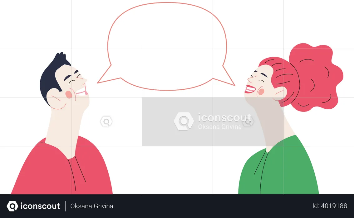 Girl and boy having an funny conversation  Illustration